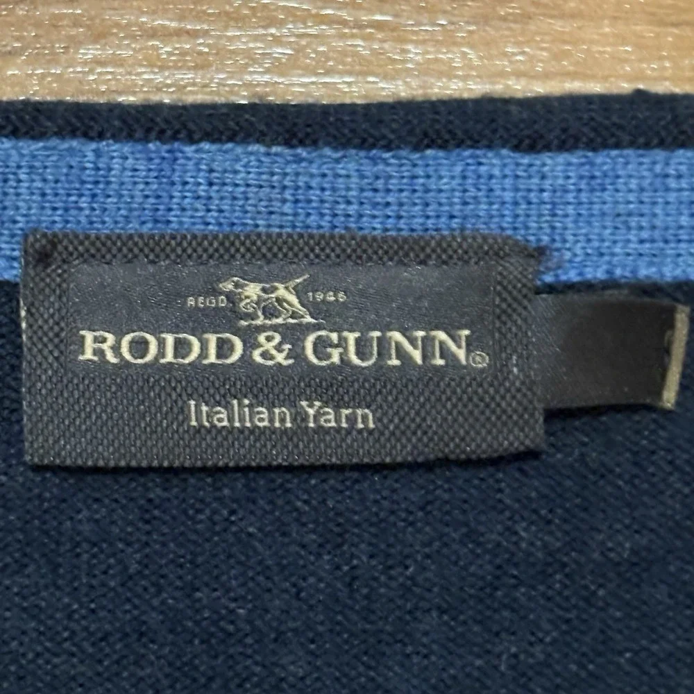 Rodd & Gunn Men Italian Yarn 100% Fine Merino Wool Sweater Navy Blue Large FLAW
